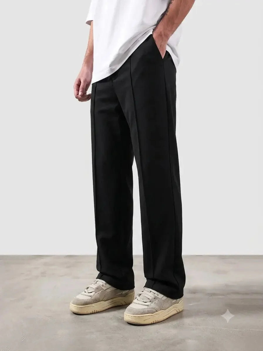 Premium Pure Cotton Baggy Black Straight-Fit Trousers - Swanah.Store