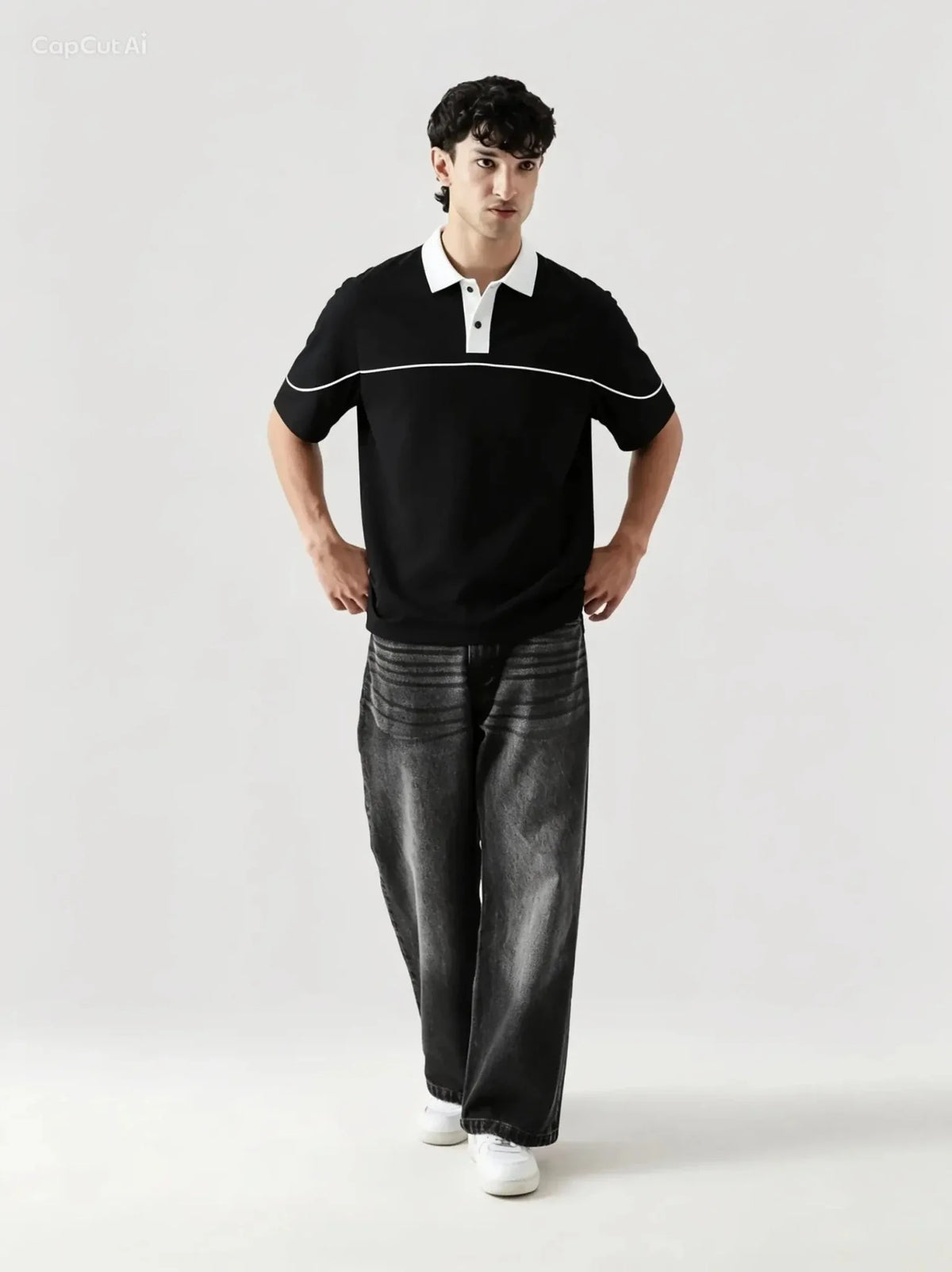 Monarch Polo — Black & White Contrast Collar - Swanah.Store